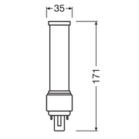 Ledvance LED PLC Dulux D 10.5W 1521 lumens 3000K G24Q-3 2Pin Lamp, Warm White, 230V, CRI 80, 120° Beam