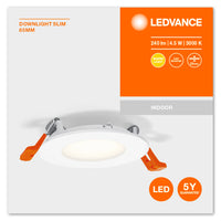 Downlight LED Ultrafino Blanco 4.5W 240 lúmenes 3000K blanco cálido orificio 85mm 72mm 230V