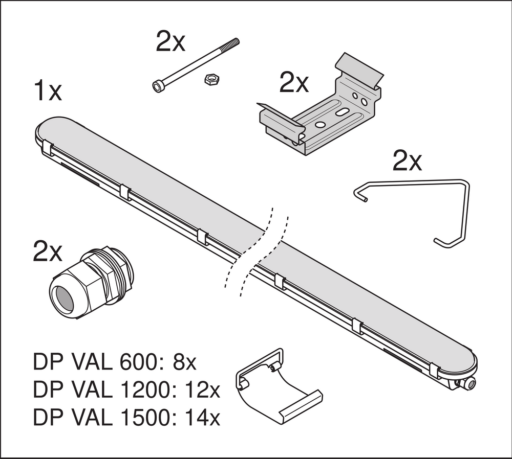 Pantalla estanca LED Value 50W 4000K 6000 lúmenes 150cm IP65 blanco frío