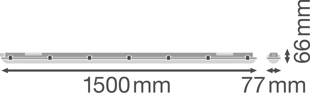Pantalla estanca LED Value 50W 4000K 6000 lúmenes 150cm IP65 blanco frío