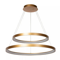 Lucide LED pendant light - dimmable 92W, 2700K warm gold brass finish - Ø 78 cm chandelier