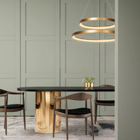 Lucide LED pendant light - dimmable 92W, 2700K warm gold brass finish - Ø 78 cm chandelier