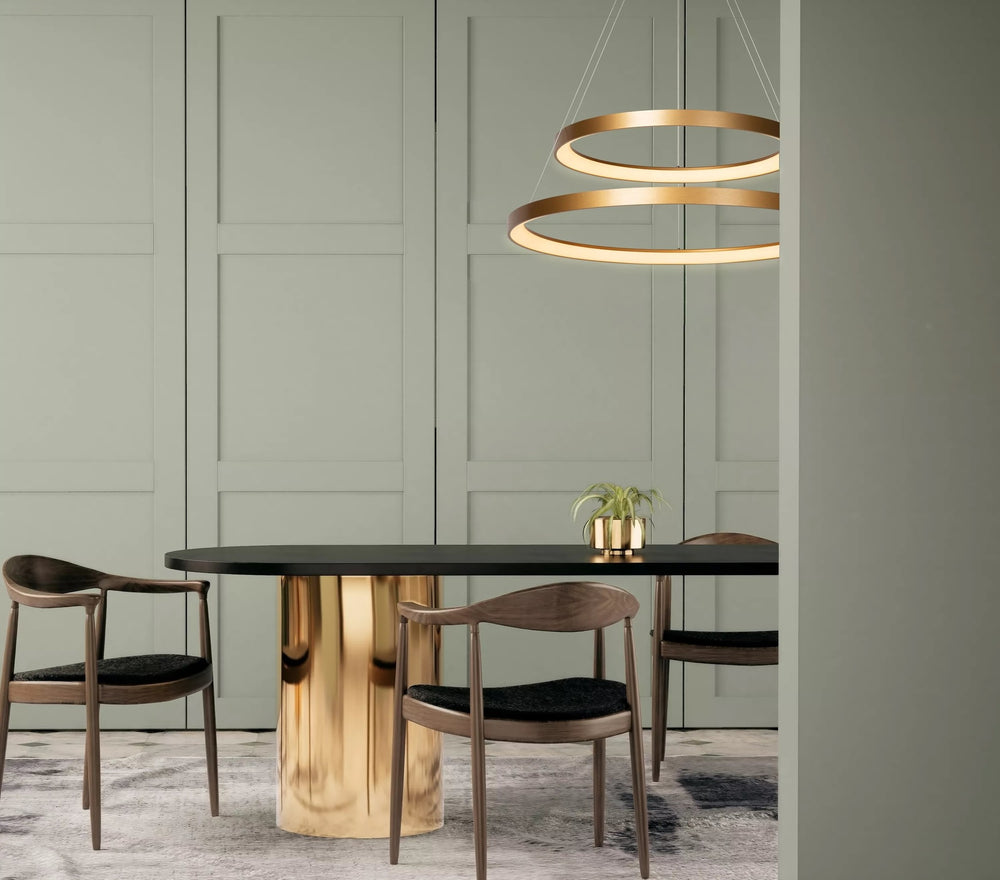 Lucide LED pendant light - dimmable 92W, 2700K warm gold brass finish - Ø 78 cm chandelier