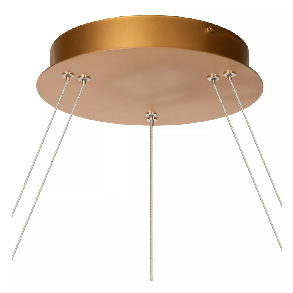 Lucide LED pendant light - dimmable 92W, 2700K warm gold brass finish - Ø 78 cm chandelier