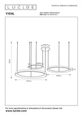 Lucide Vidal LED pendant light Ø78 cm 2700K matt gold