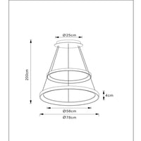 Lucide LED pendant light - dimmable 92W, 2700K warm gold brass finish - Ø 78 cm chandelier