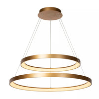 Lucide LED pendant light - dimmable 92W, 2700K warm gold brass finish - Ø 78 cm chandelier