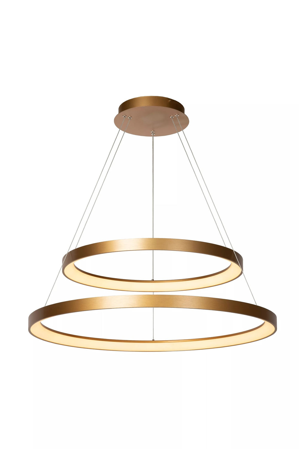 Lucide LED pendant light - dimmable 92W, 2700K warm gold brass finish - Ø 78 cm chandelier