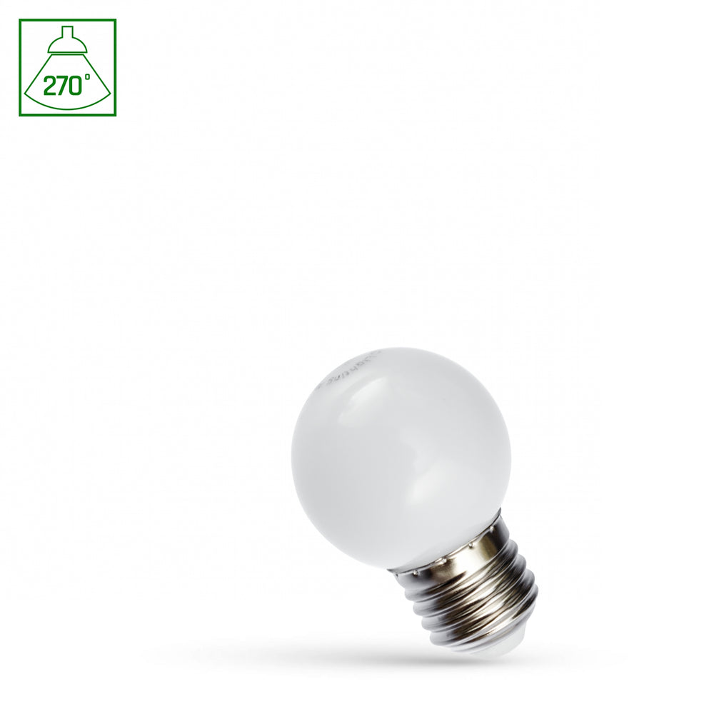 Lámpara LED Spectrum G45 E27 230V 1W blanco frío 6000K ángulo de emisión 270° con 55 lúmenes