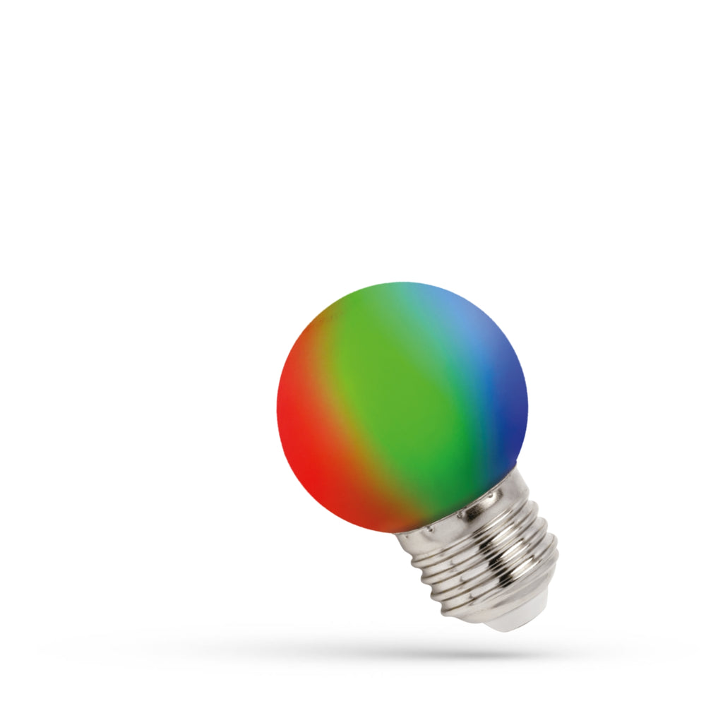 Spectrum LED bola G45 lámpara E27 RGB, 230V, 1W, 260° ángulo, larga duración, 400 lúmenes, no regulable, uso interior