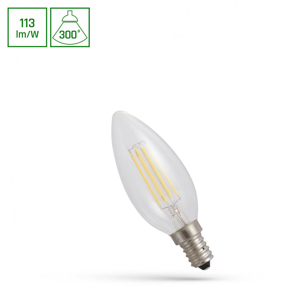 Lámpara de vela LED Spectrum E14 4W 2700K blanco cálido 450 lúmenes 300° ángulo de haz IP20 230V no regulable