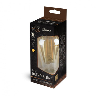 Lámpara LED Spectrum E27 2W con 240 lúmenes y 2400K luz blanca cálida, ángulo de radiación de 300°, diseño retro, vida útil de 17000 horas