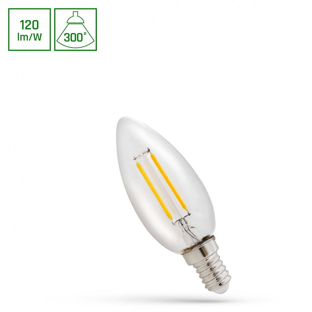 Lámpara de vela LED Spectrum E14 1W 4000K blanco neutro, 120 lúmenes, ángulo de radiación de 300°, CRI 80, 17.000 horas de vida útil