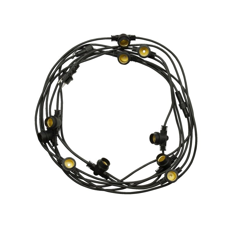 Luces de cadena LED Spectrum 5m, 10xE27, negro, IP44, 250V, interior/exterior, -20/+40°C