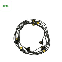Luces de cadena LED Spectrum 5m, 10xE27, negro, IP44, 250V, interior/exterior, -20/+40°C