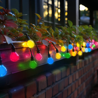 Luces de cadena LED Spectrum 5m, 10xE27, negro, IP44, 250V, interior/exterior, -20/+40°C