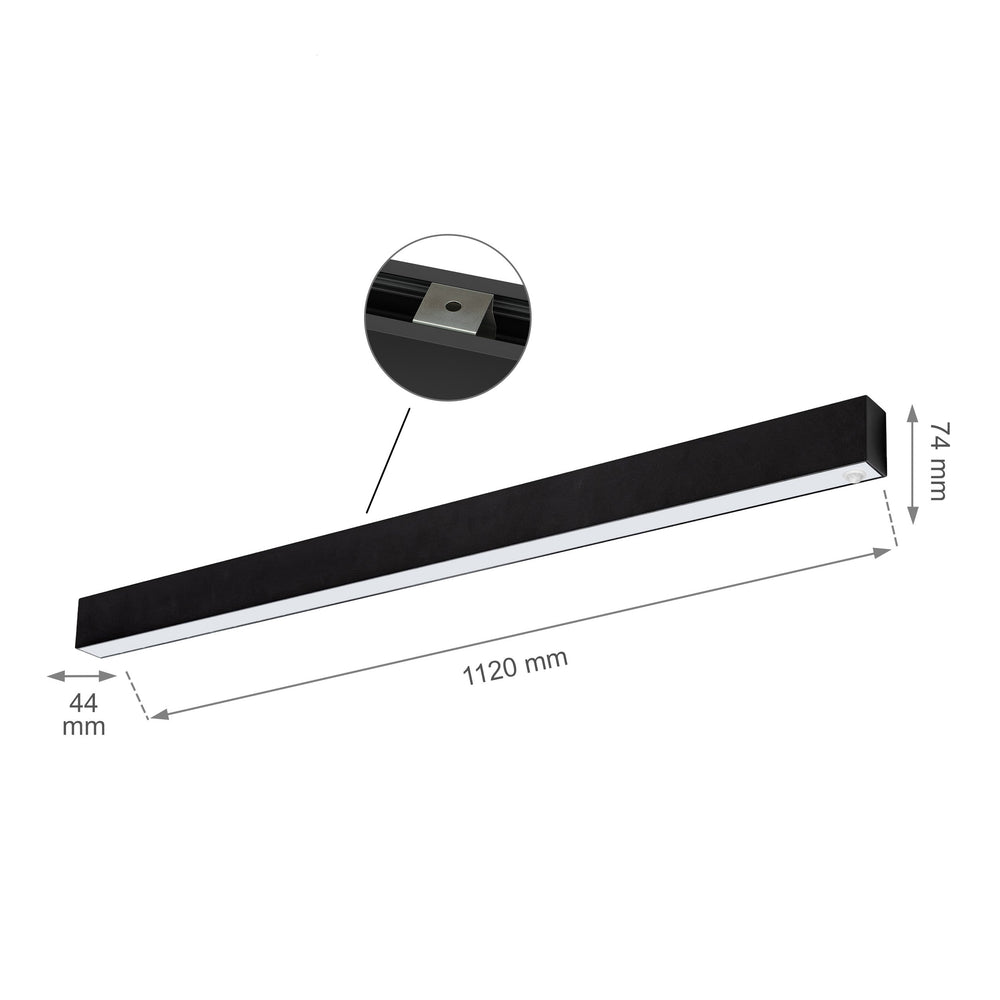 Spectrum ALLDAY GO LED ceiling light 36W 230V 4000K 4900 lumens IP20 Black sensor 112cm surface mount