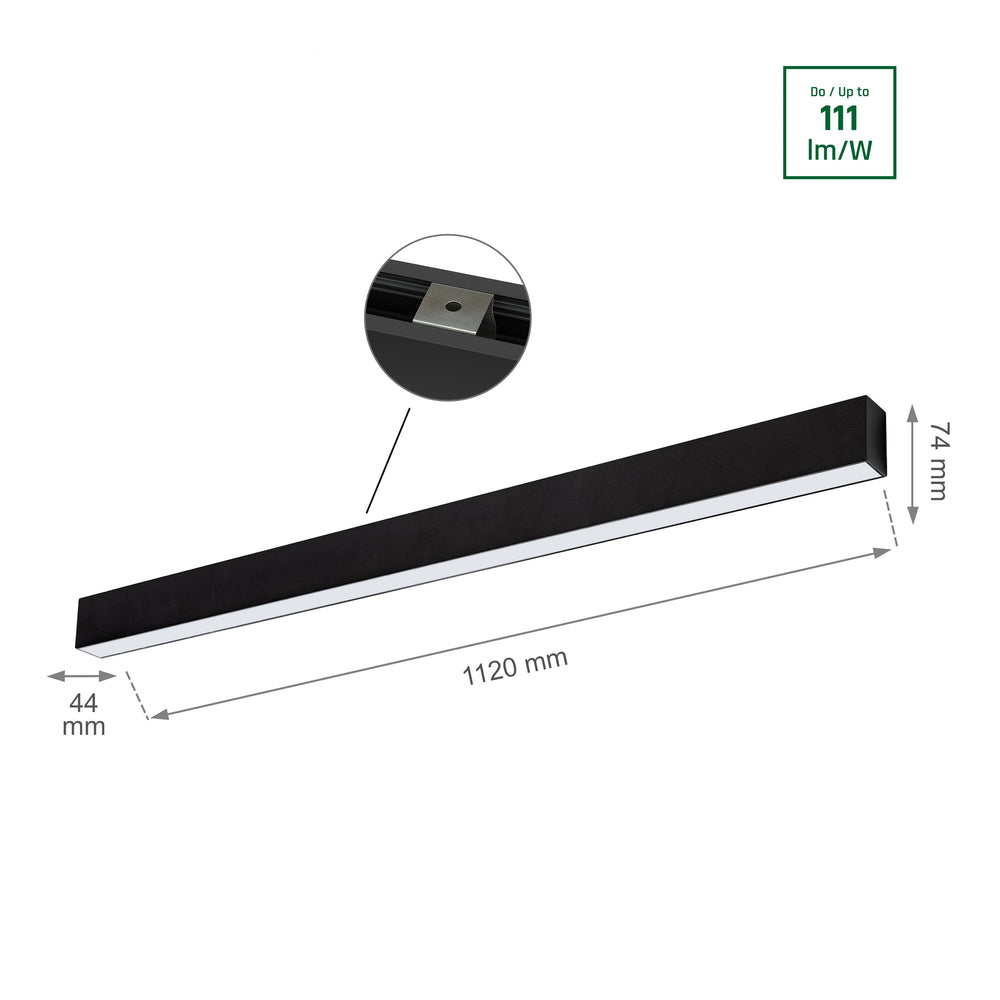 Luz de superficie Spectrum ALLDAY GO LED 36W 4000K 4900 lúmenes 230V IP20 Negro 112cm